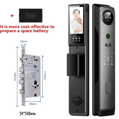 Smart Life/Tuya App WiFi Remote 3D Face Recogntion Smart Door Lock with Camera Front Door Fingerprint Lock For 13.56Mhz Card