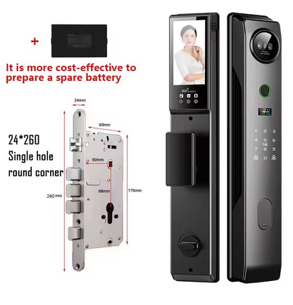 Smart Life/Tuya App WiFi Remote 3D Face Recogntion Smart Door Lock with Camera Front Door Fingerprint Lock For 13.56Mhz Card