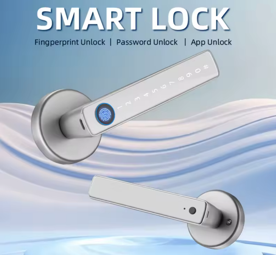 XSDTS M5 Tuya BLE Fingerprint Door Lock Digital Electronic Lock with Password/Key/IC Card/ Smartlife/ Tuya APP Unlock