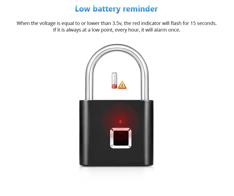 KERUI Smart Fingerprint Padlock Waterproof Zinc Alloy Biometric Padlocks With Buit-in Rechargeable Battery Door Lock
