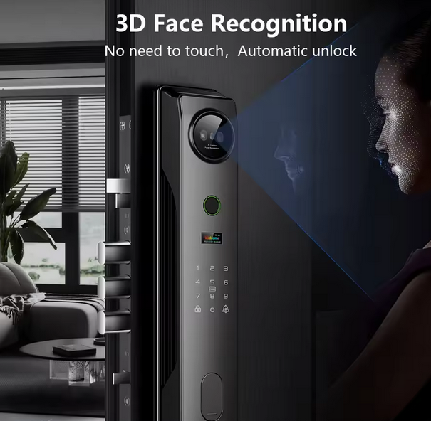 Smart Life/Tuya App WiFi Remote 3D Face Recogntion Smart Door Lock with Camera Front Door Fingerprint Lock For 13.56Mhz Card