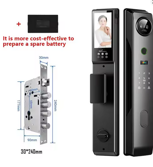 Smart Life/Tuya App WiFi Remote 3D Face Recogntion Smart Door Lock with Camera Front Door Fingerprint Lock For 13.56Mhz Card